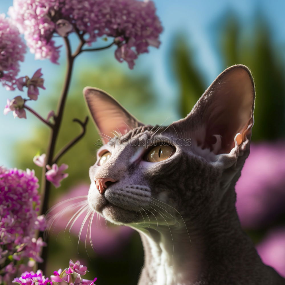 Similar – Cute kitty near bunch of poppies