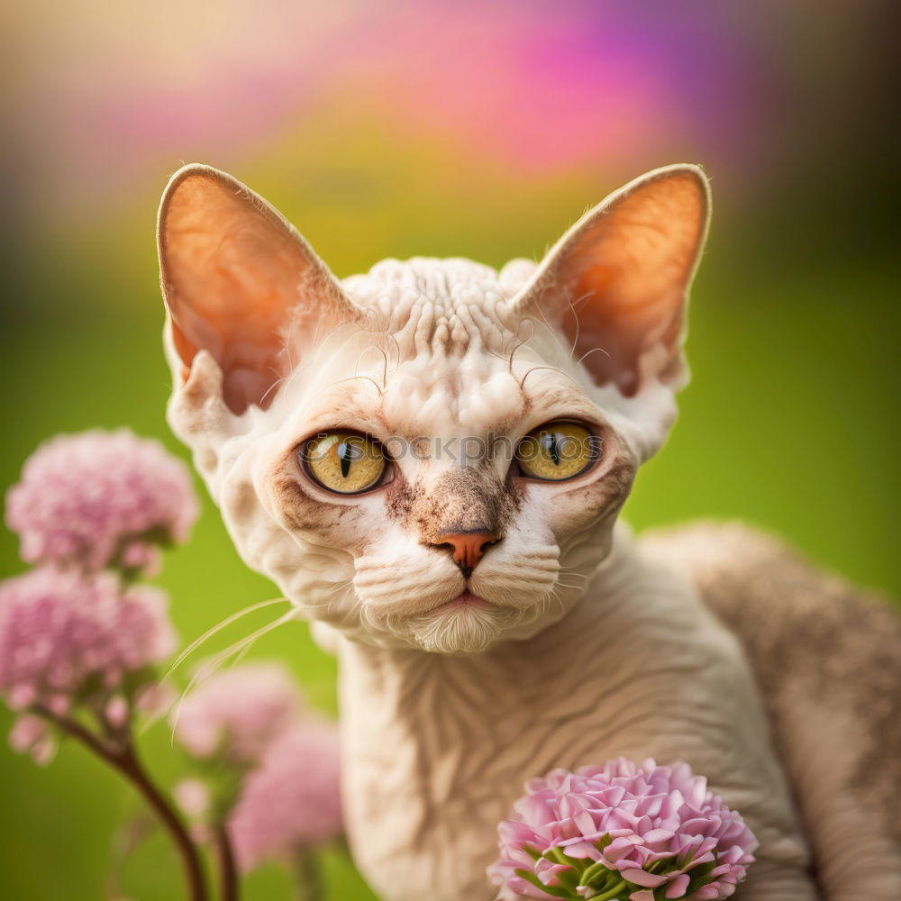 Similar – Cute kitty near bunch of poppies