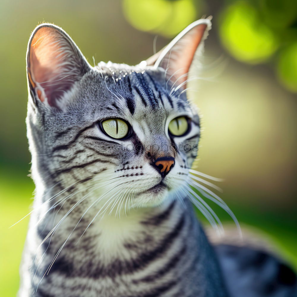 Similar – Image, Stock Photo Grey cat with white face in summer garden