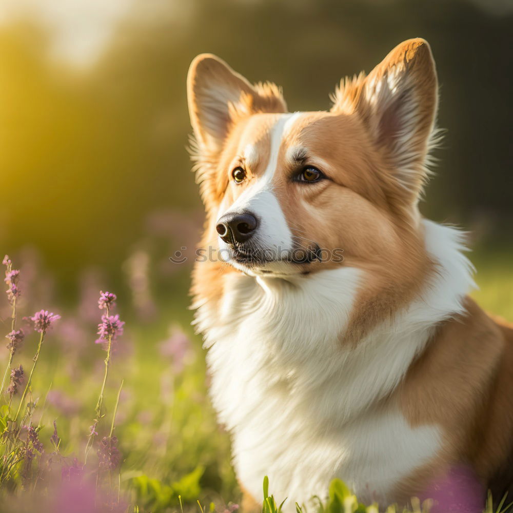 Similar – Image, Stock Photo Welsh Corgi on the grass lookin’ up