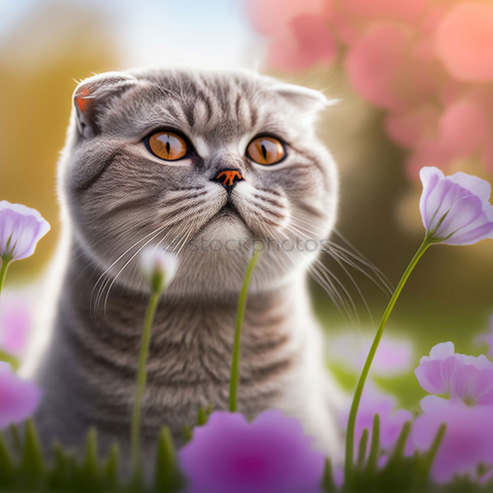 Similar – Cute kitty near bunch of poppies