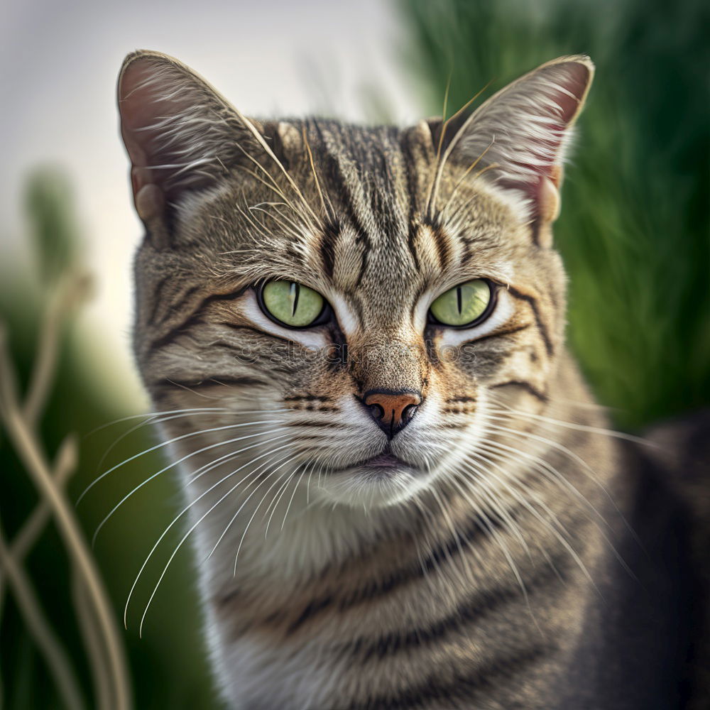 Image, Stock Photo In the grass sits the cat