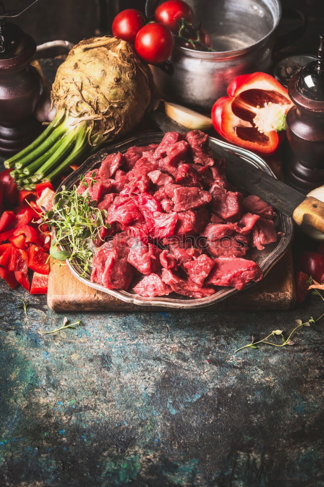 Similar – Image, Stock Photo Ingredients for goulash