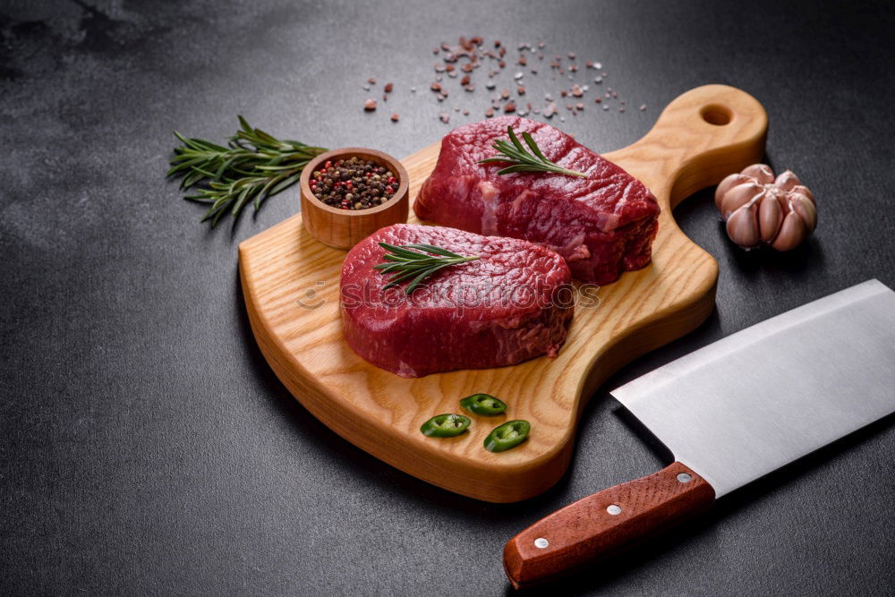Similar – Image, Stock Photo Organic meat with herbs, butter and spices