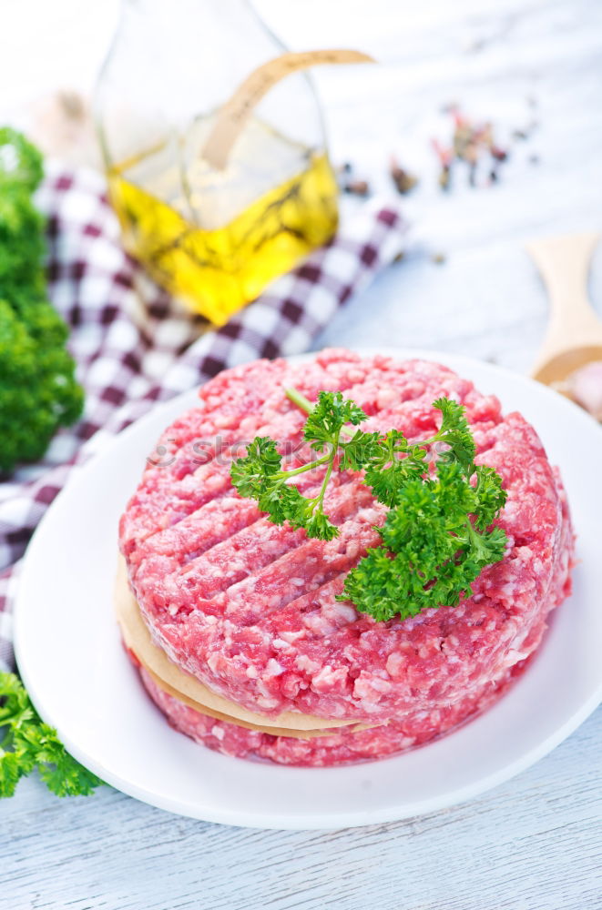 Similar – Image, Stock Photo Prepare organic minced meat with fresh ingredients