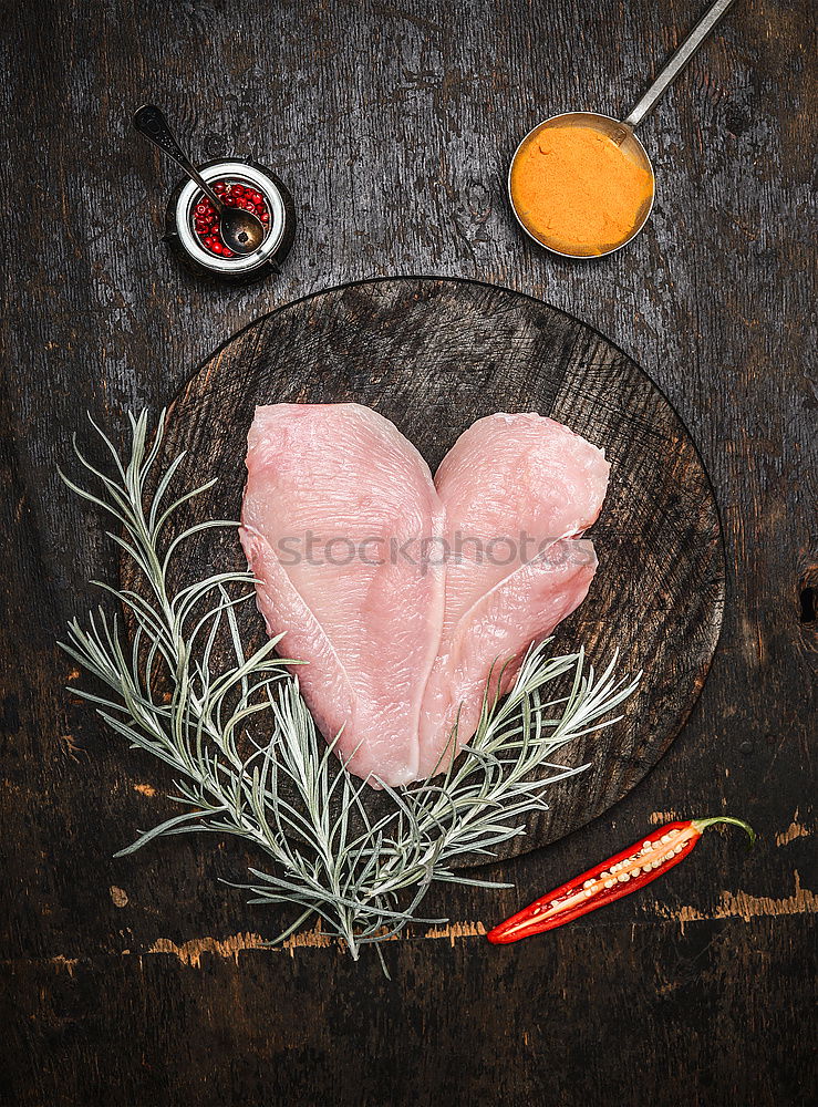 Similar – Image, Stock Photo Heart shaped from raw meat with text: Organic Meat
