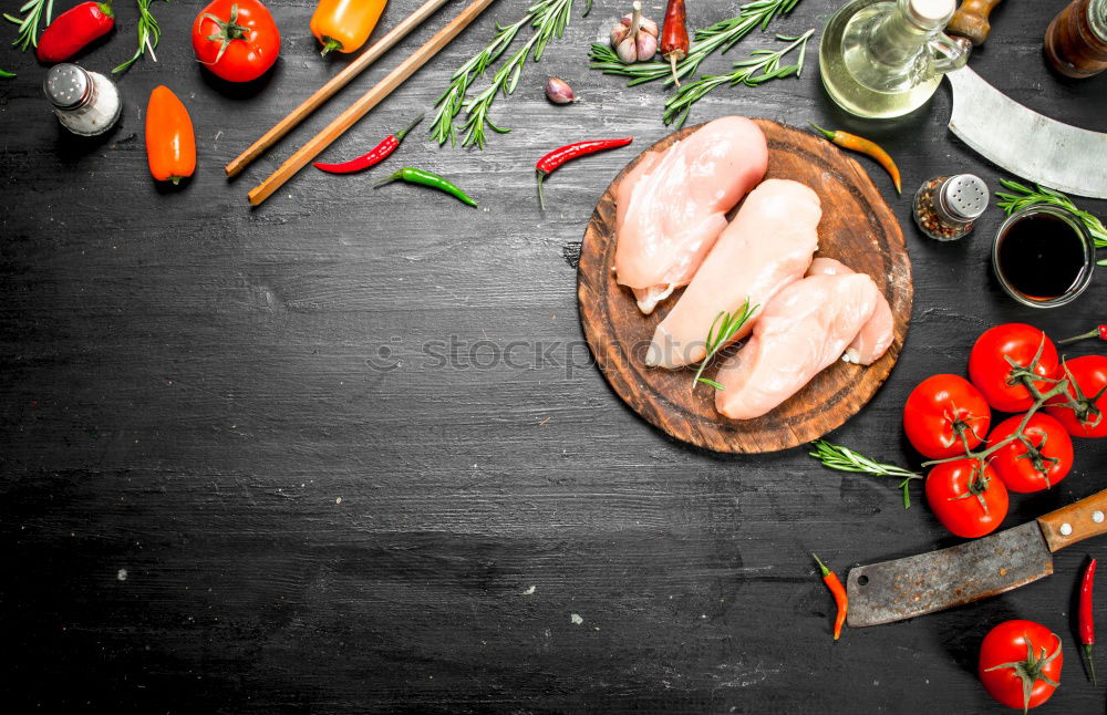 Similar – Image, Stock Photo Tricolor pasta, vegetables and herbs on a wooden background