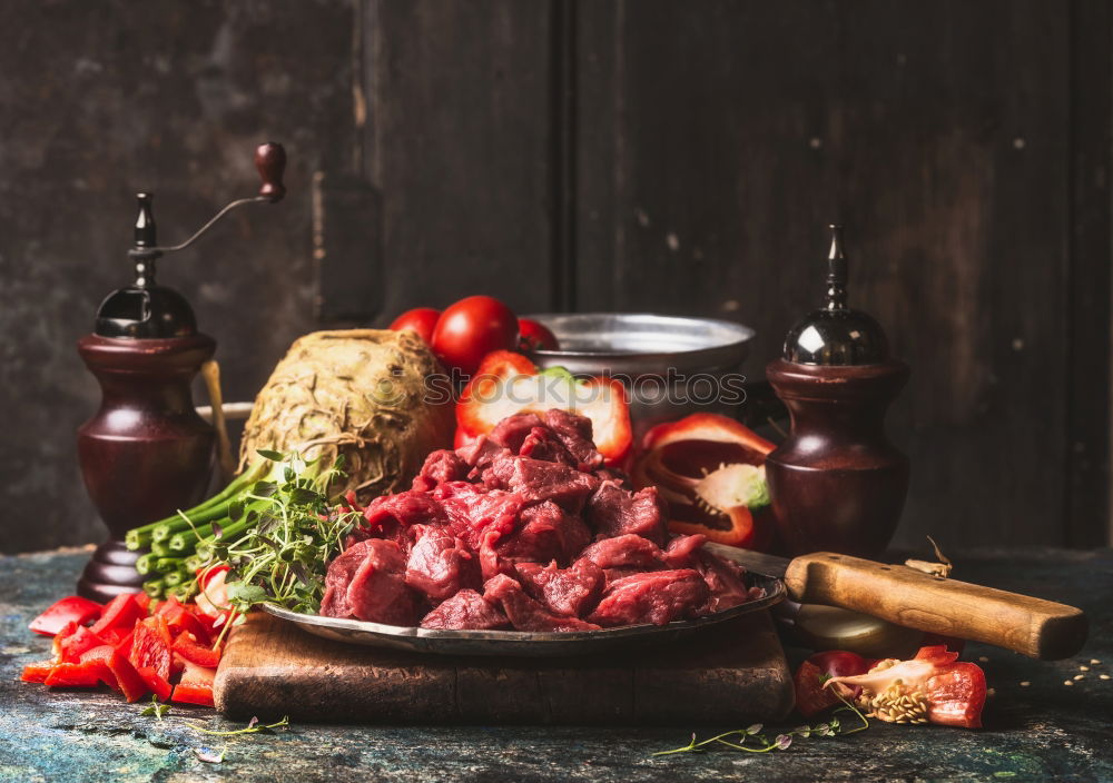 Similar – Image, Stock Photo Tomato salad rustic Food