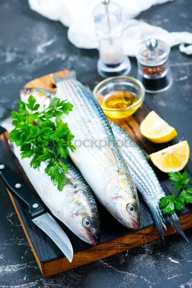 Image, Stock Photo Whole fresh mackerel with spices