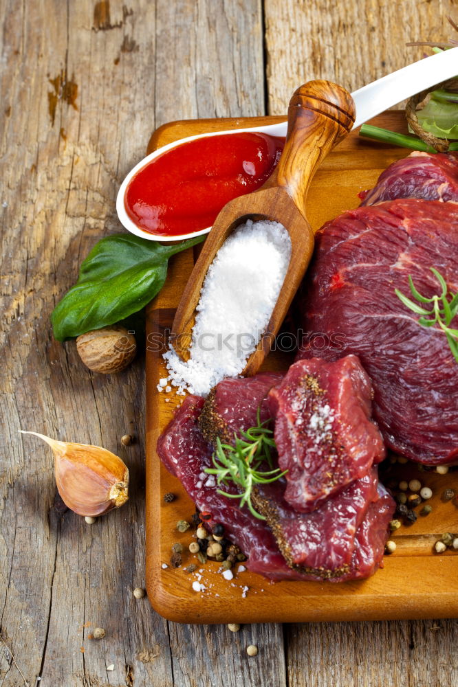 Similar – Image, Stock Photo Prepare meat with spices and oil