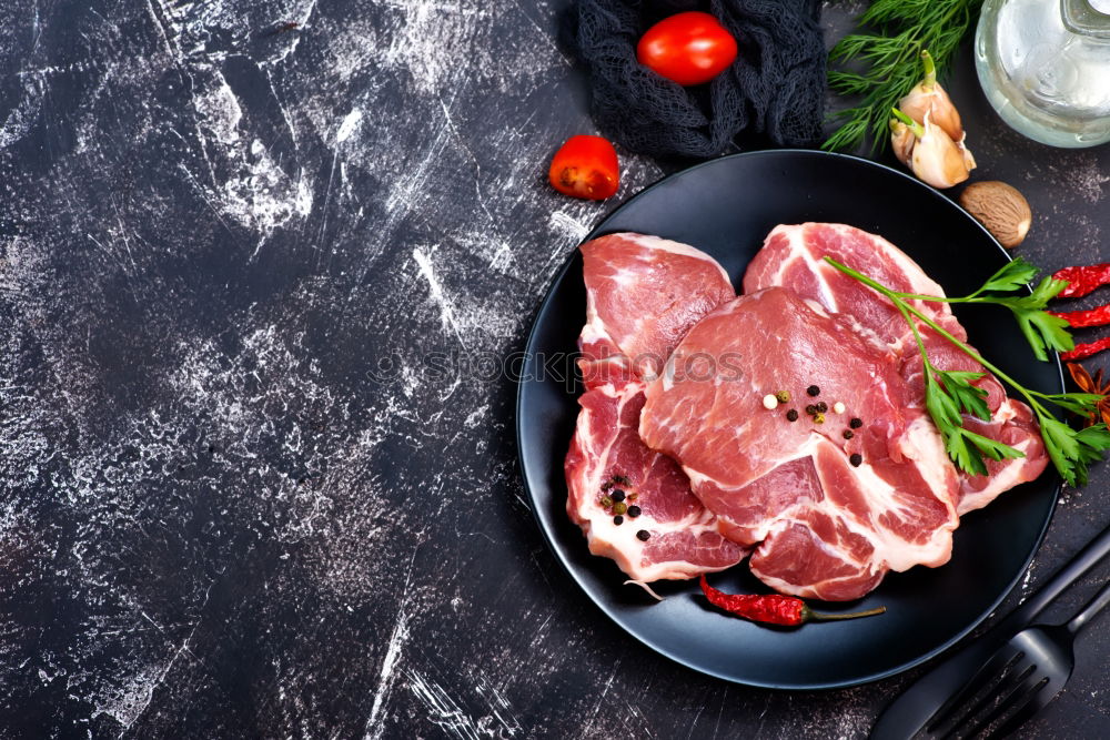 Similar – Image, Stock Photo Empty plates with lamb chop preparation