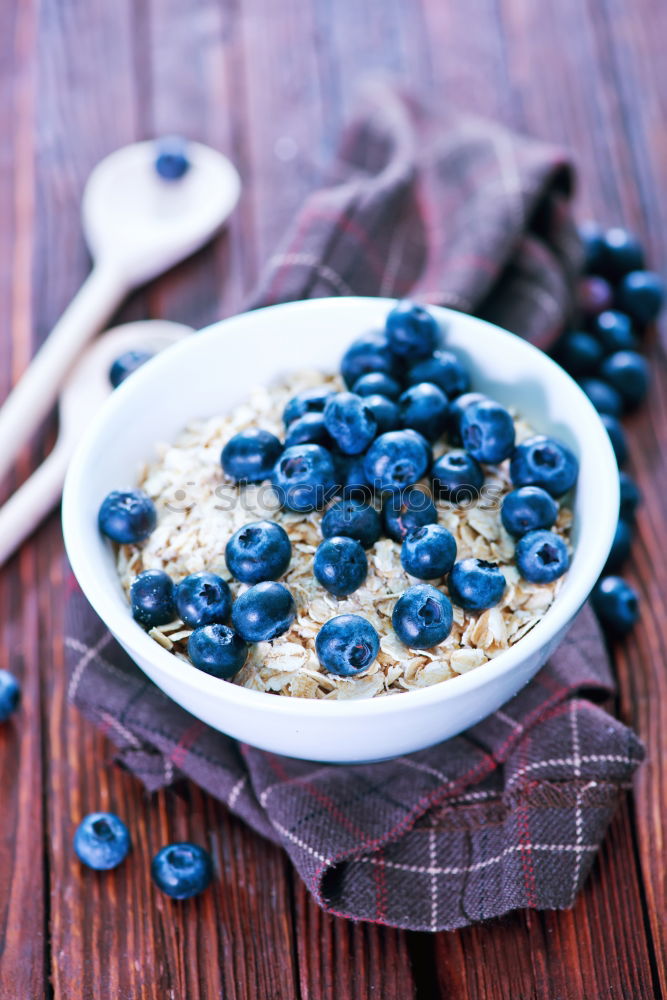 Similar – organic fresh blueberry and cereal with milk