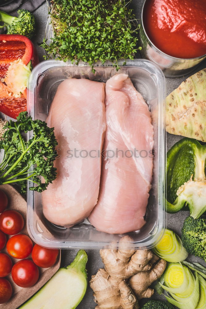 Image, Stock Photo Chicken breast fillets packed with vegetables