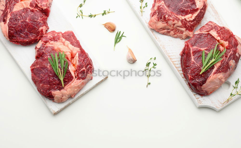 Similar – Image, Stock Photo Lamb cutlet with oil and rosemary