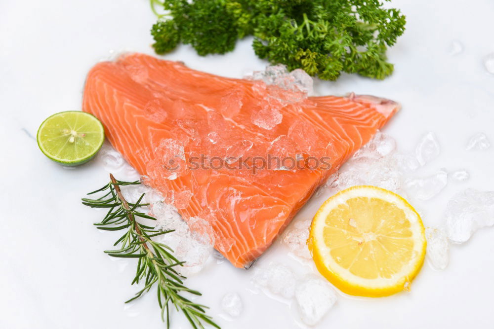 Similar – Image, Stock Photo Raw salmon with lemon and spices