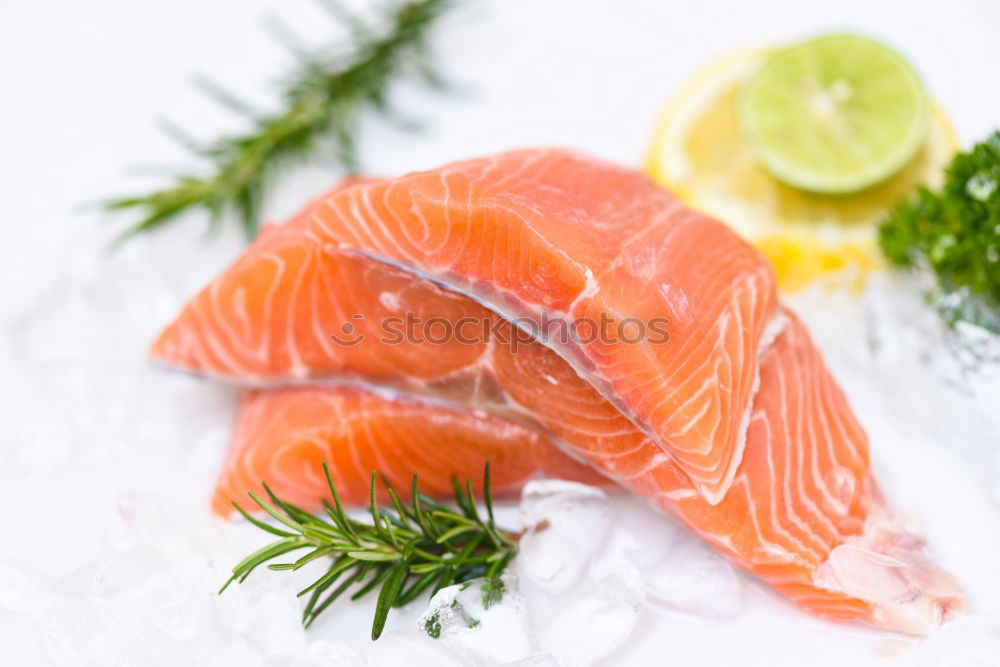 Similar – Image, Stock Photo Salmon steak, preparation with fennel and lemon