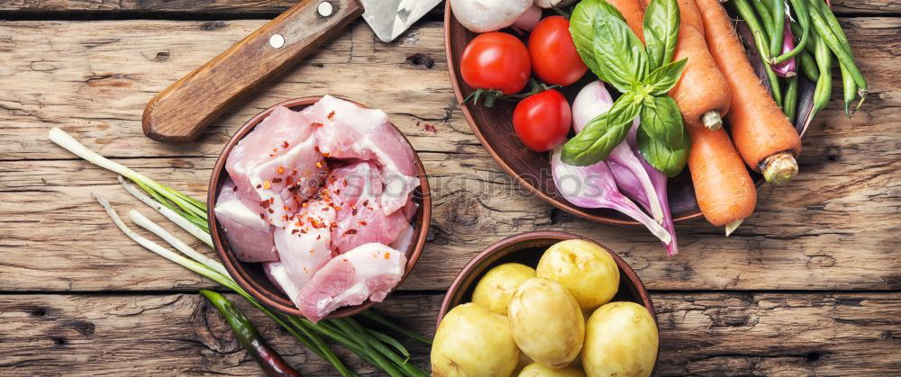 Similar – Image, Stock Photo Whole wheat pasta, vegetables, herbs and olive oil