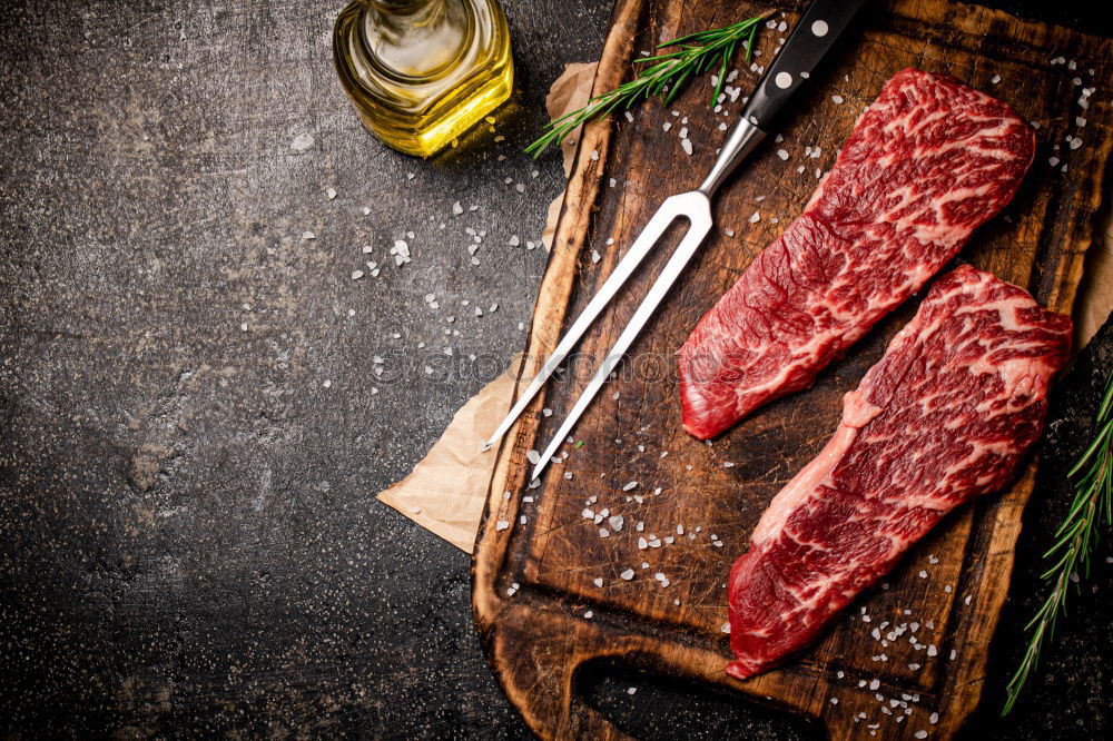 Similar – Image, Stock Photo Organic meat with herbs, butter and spices
