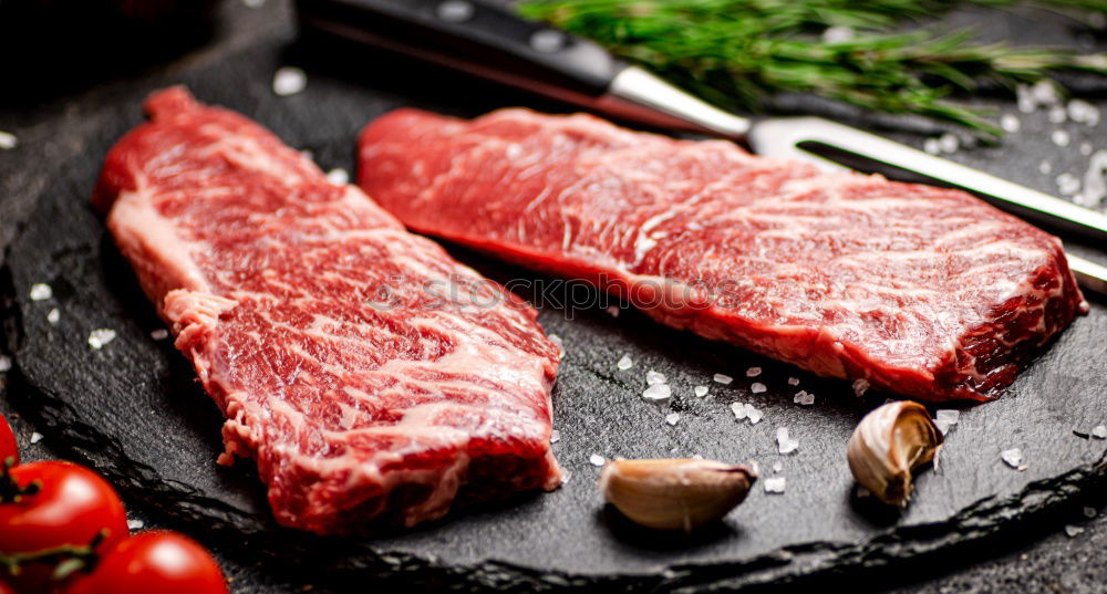 Similar – Image, Stock Photo Organic meat with herbs, butter and spices