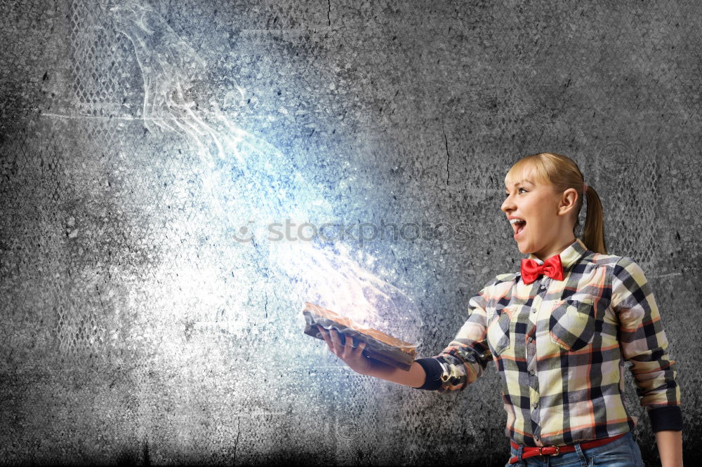 Similar – Image, Stock Photo Young smiling girl celebrating New Year holding sparklers