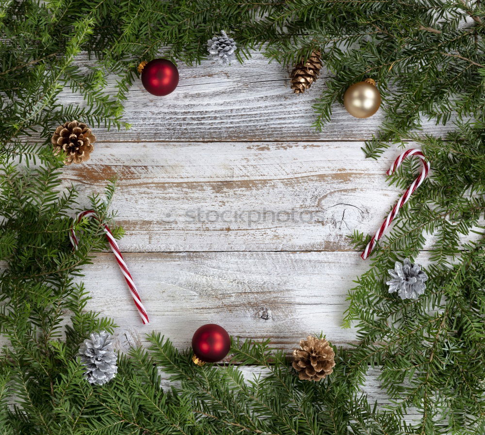 Similar – Image, Stock Photo Christmas or New Year background with copy space. Christmas decorations on dark background, top view
