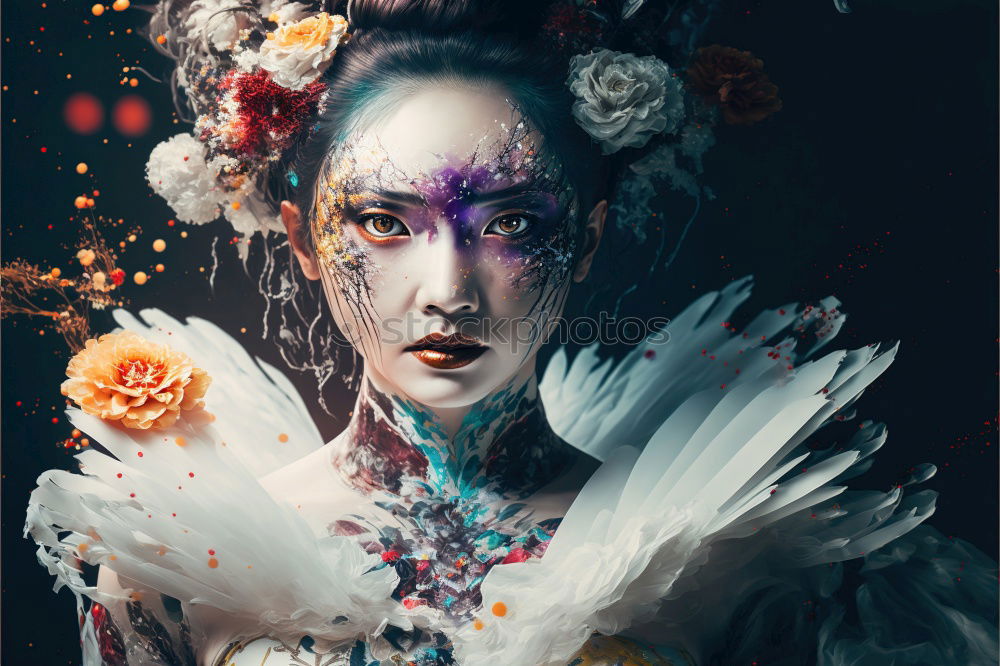 Similar – Image, Stock Photo Woman in dress with upped hand dancing on scene