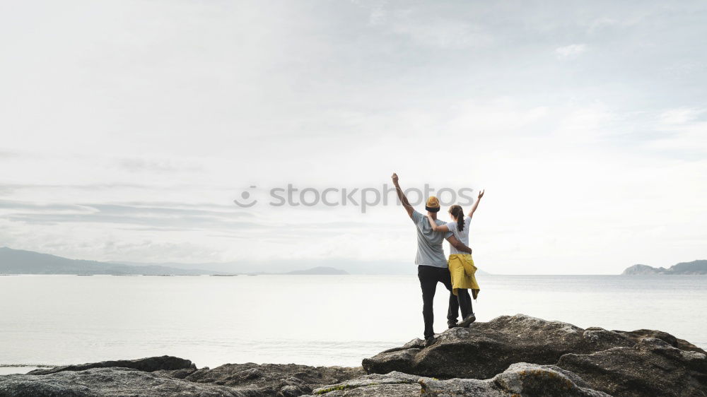 Similar – Image, Stock Photo Diver in wet suit standing on beach