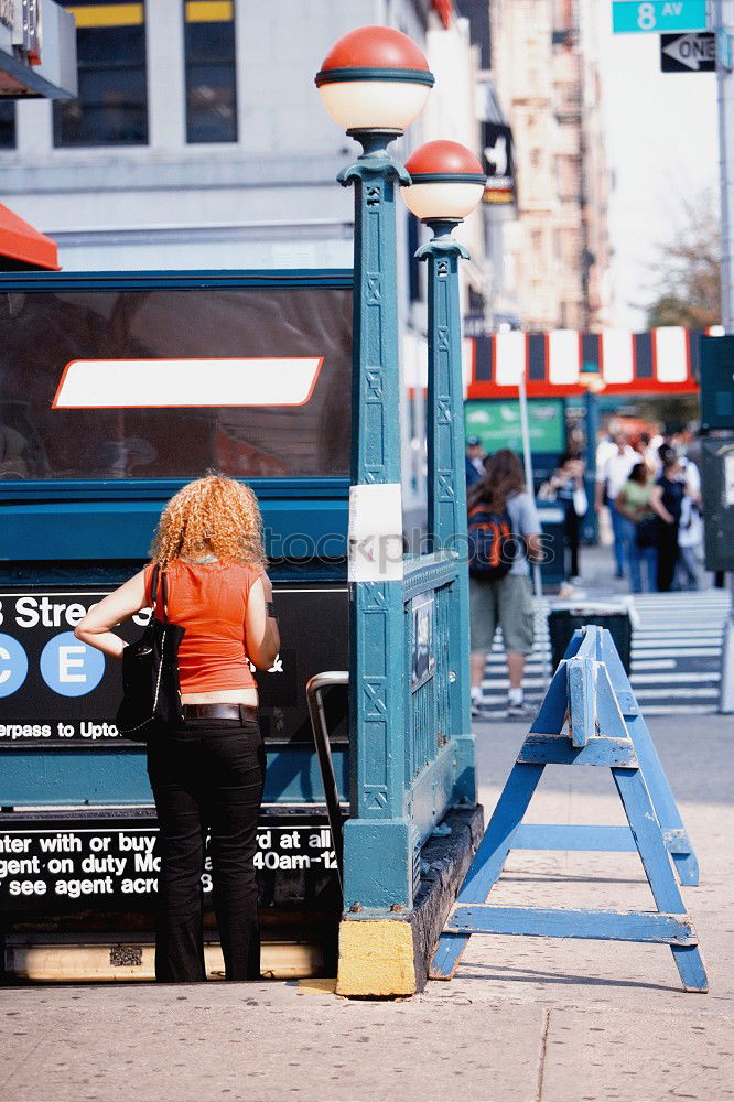 Similar – Image, Stock Photo Blonde girl walking in the cityv