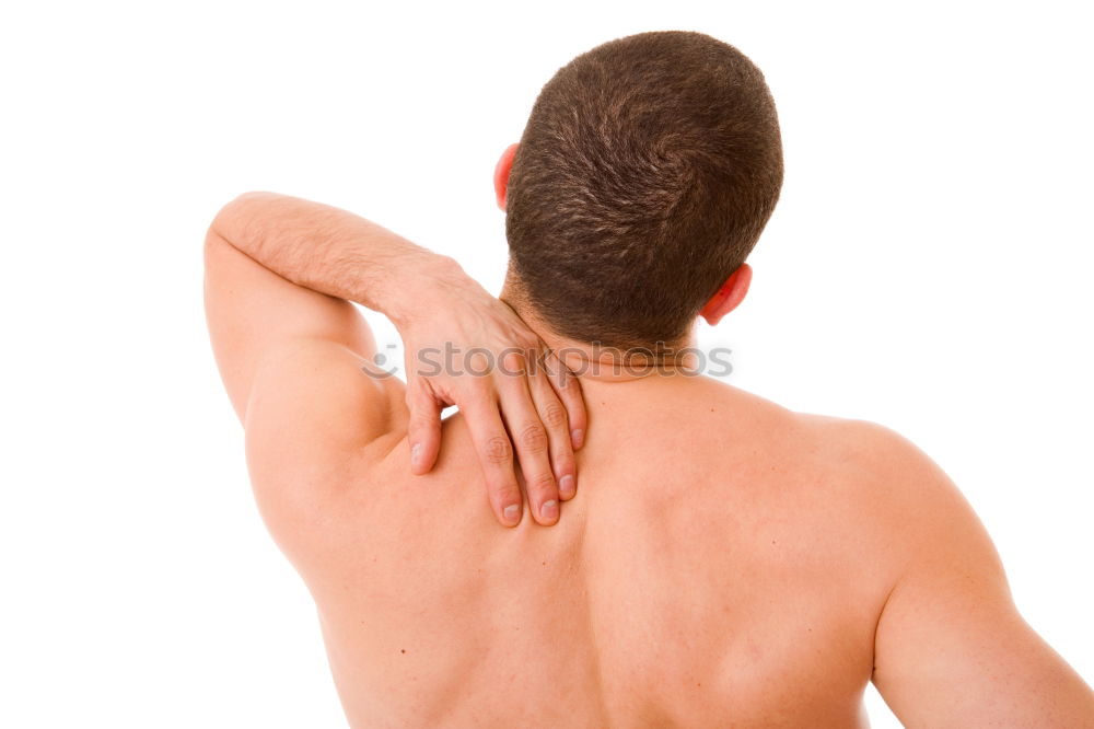 Similar – Image, Stock Photo Man suffering of trapezius muscle pain