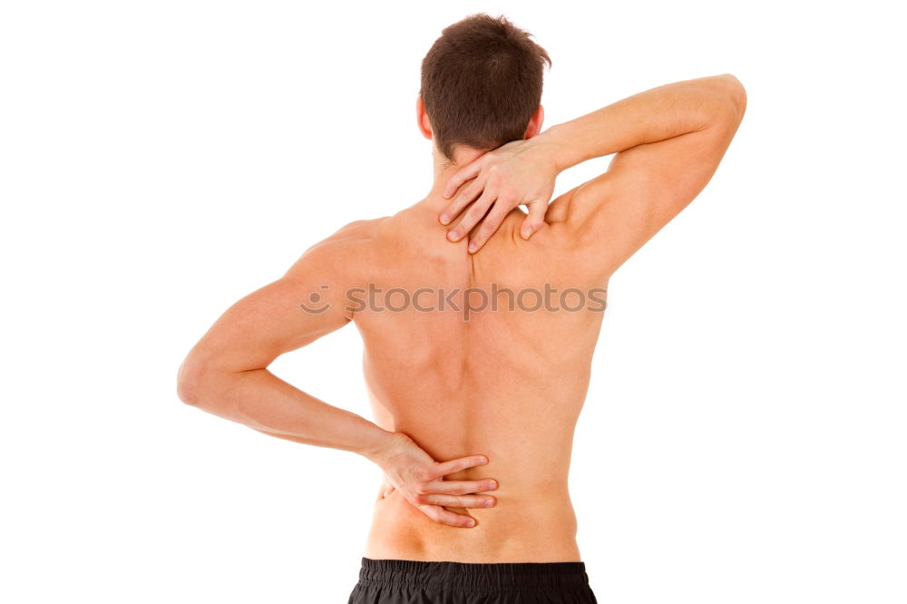 Similar – Image, Stock Photo Man suffering of trapezius muscle pain