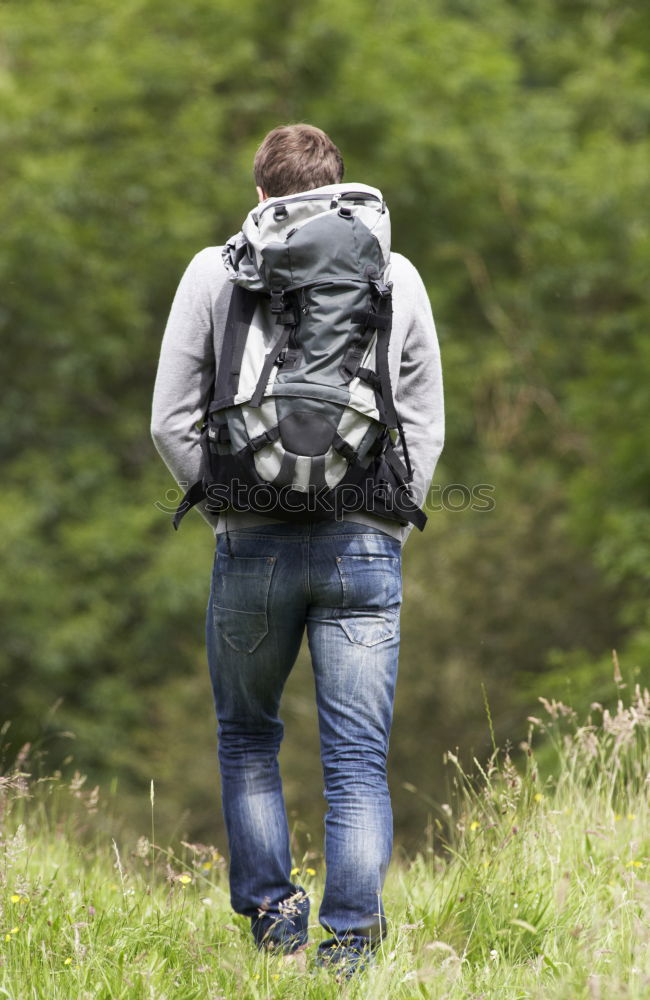 Similar – Foto Bild Porträt eines jungen Mannes mit Wanderrucksack, Norwegen
