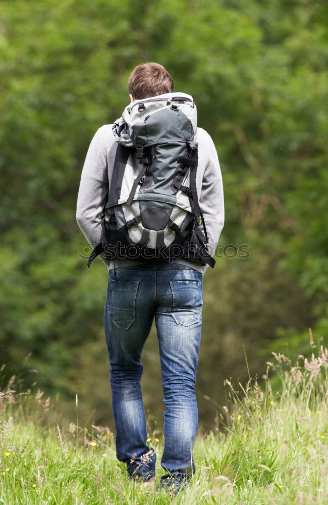 Similar – Foto Bild Porträt eines jungen Mannes mit Wanderrucksack, Norwegen