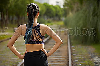 Similar – Image, Stock Photo athletic woman stretching