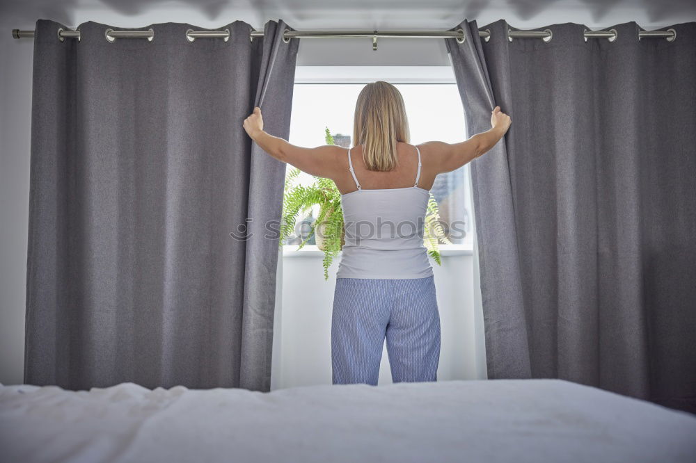 Similar – Image, Stock Photo Woman stretching in bed