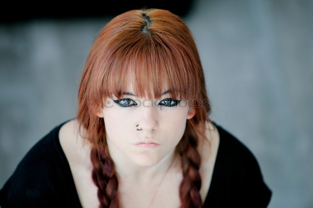 Similar – Image, Stock Photo Portrait of a young redhead woman with braids