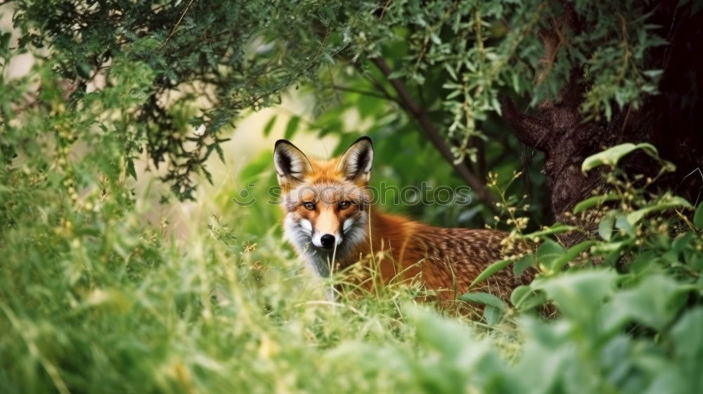 Similar – cute red fox cub looking at camera