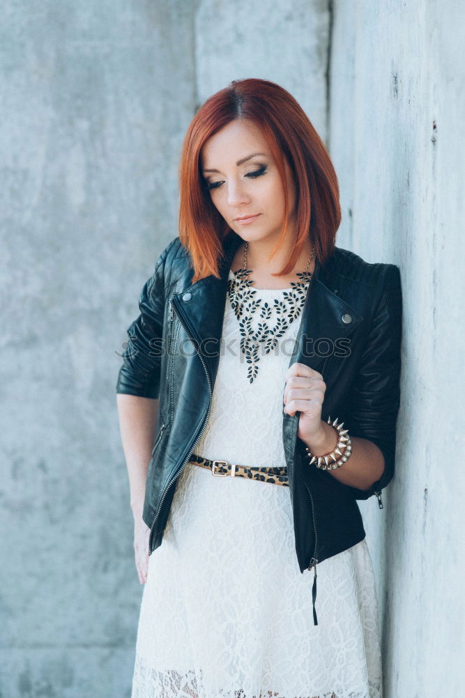 Similar – Image, Stock Photo Young redhead woman with a drink