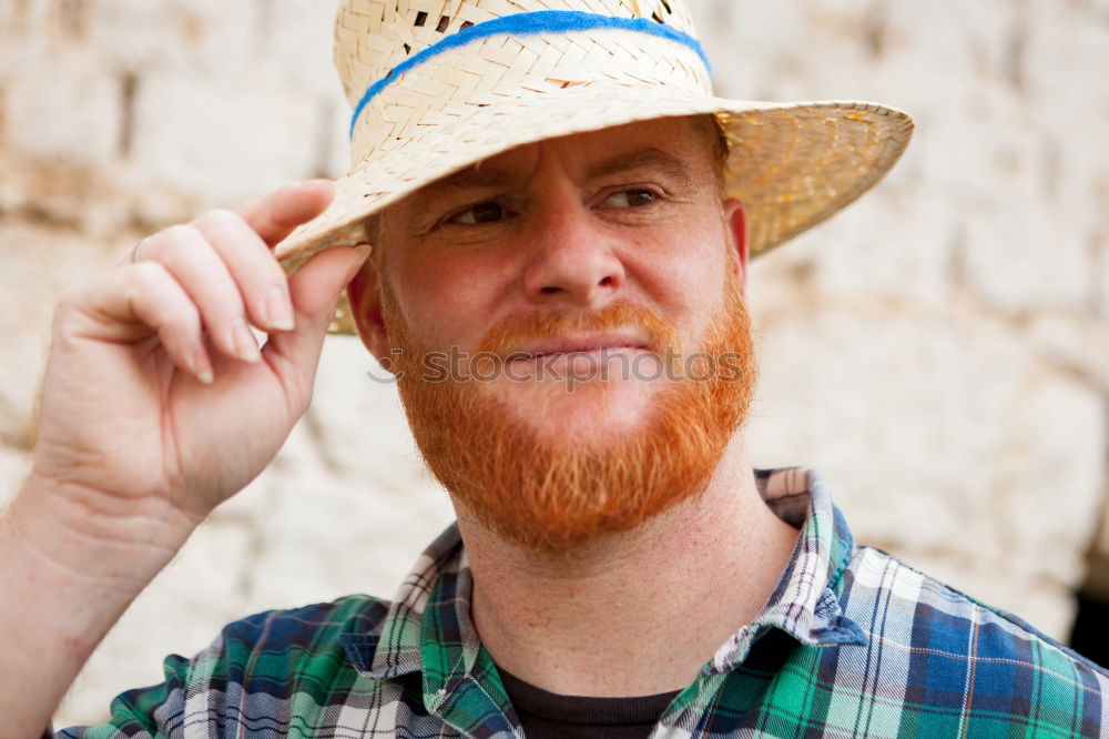 Similar – Portrait of a hipster guy putting silly face