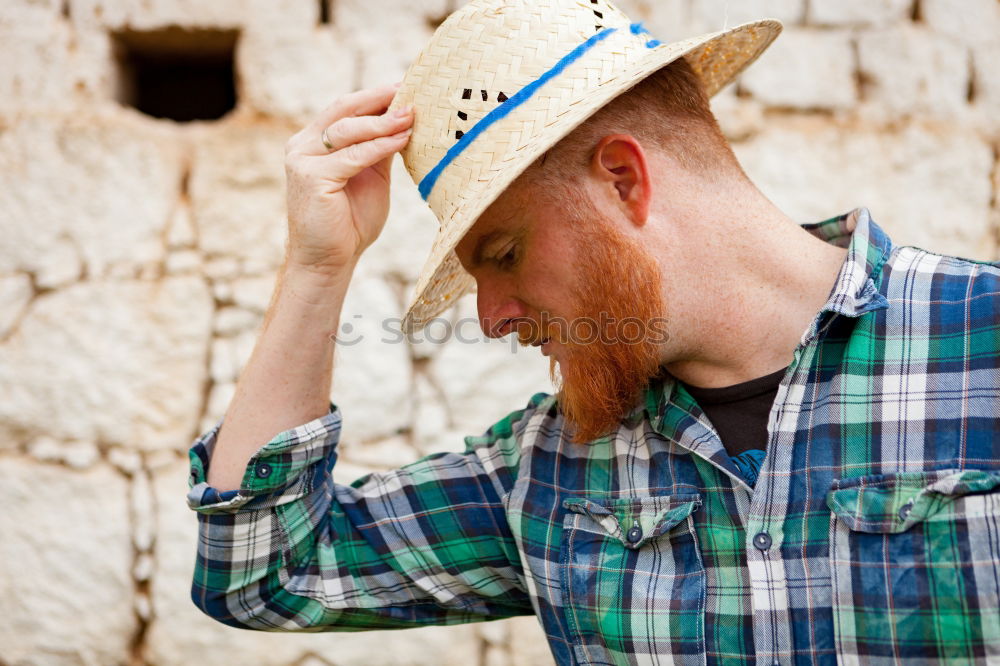 Image, Stock Photo Portrait of a hipster guy putting silly face