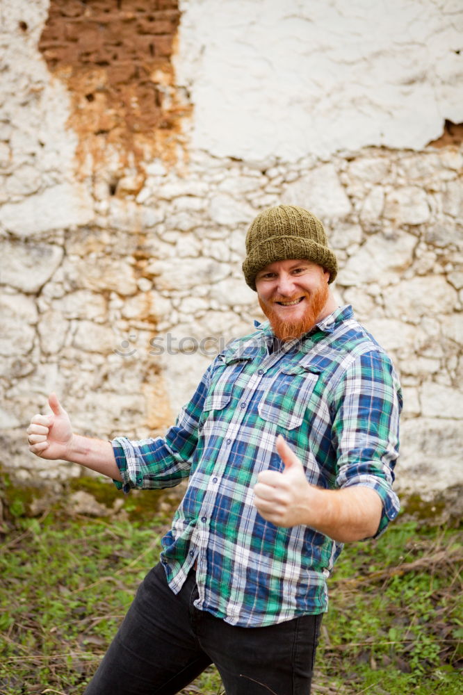 Similar – Image, Stock Photo Portrait of a hipster guy thinking in the forest