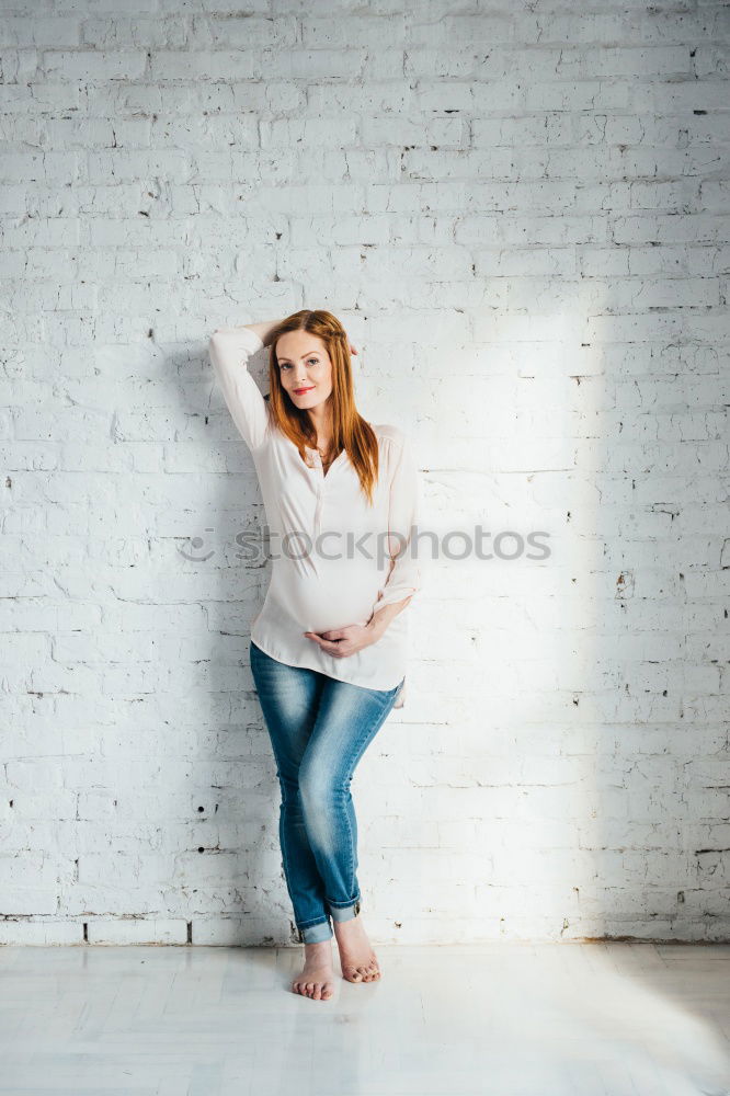 Similar – Image, Stock Photo Happy young blond woman standing on beautiful steps in the street.