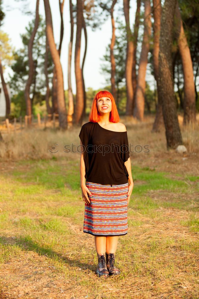 Image, Stock Photo Red haired woman enjoing of the a sunny day