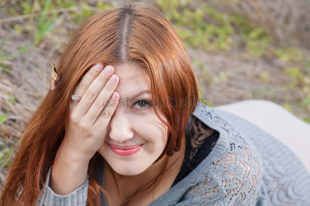 Similar – Portrait of a beautiful happy woman outdoors