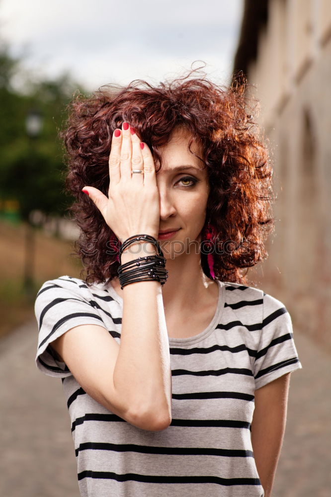 Similar – Young redhead photographer woman