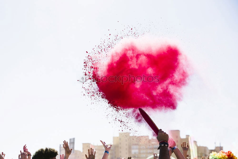 Image, Stock Photo Girls making fun and play with Color powder