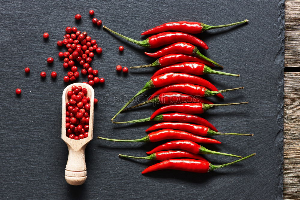 Similar – Rosemary, chopped chili and salt, wood background