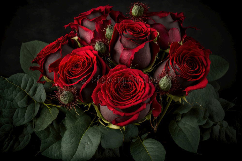 Similar – Red roses on a black background.