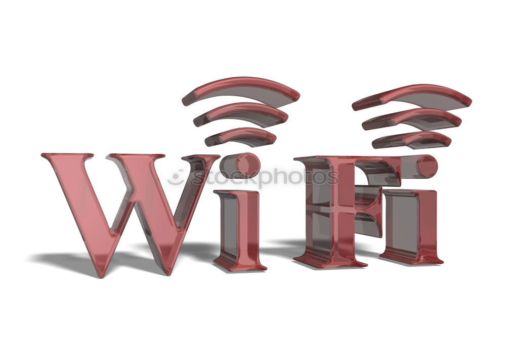 Similar – White Wi-Fi sign on red background