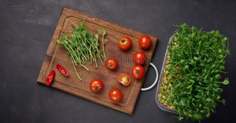 Similar – Image, Stock Photo empty kitchen cutting and fresh red cherry tomatoes