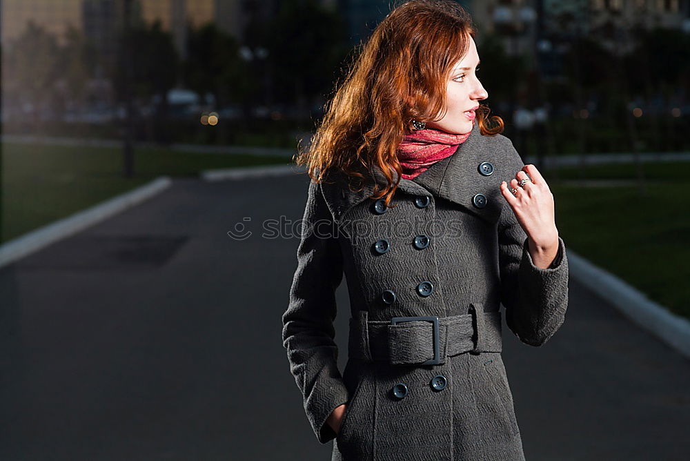 Similar – Image, Stock Photo young man with duffle coat waits in the house entrance